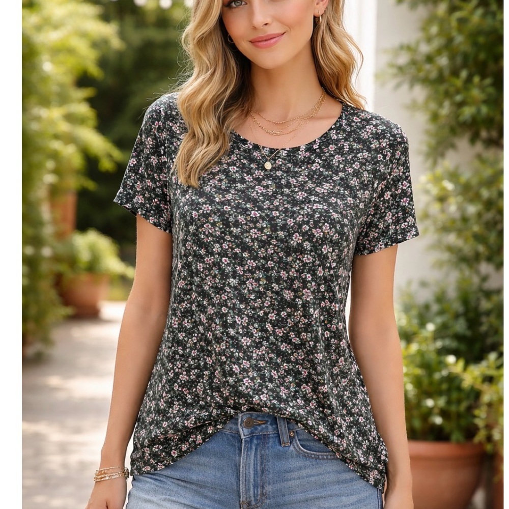 Wilfred Black Floral Short Sleeve Tee